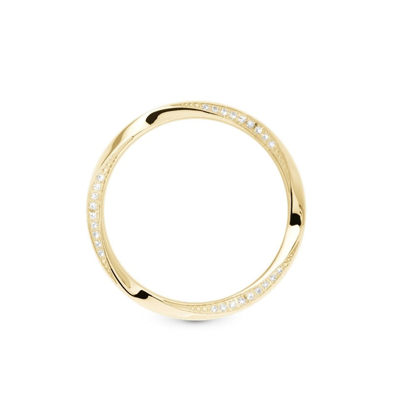 Topring i forgyldt stål med 27 hvide safirer, 36 mm fra Christina Jewelry & Watches.